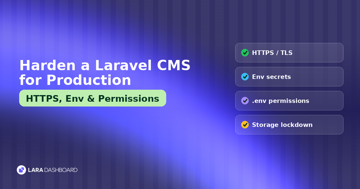 Harden a Laravel CMS for Production: HTTPS, Env, and File Permissions