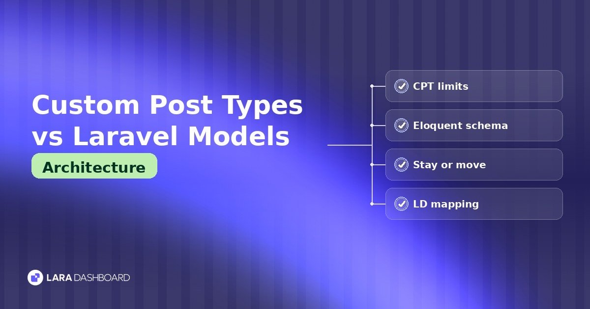 Custom Post Types vs Laravel Models: When WordPress Plugins Stop Scaling