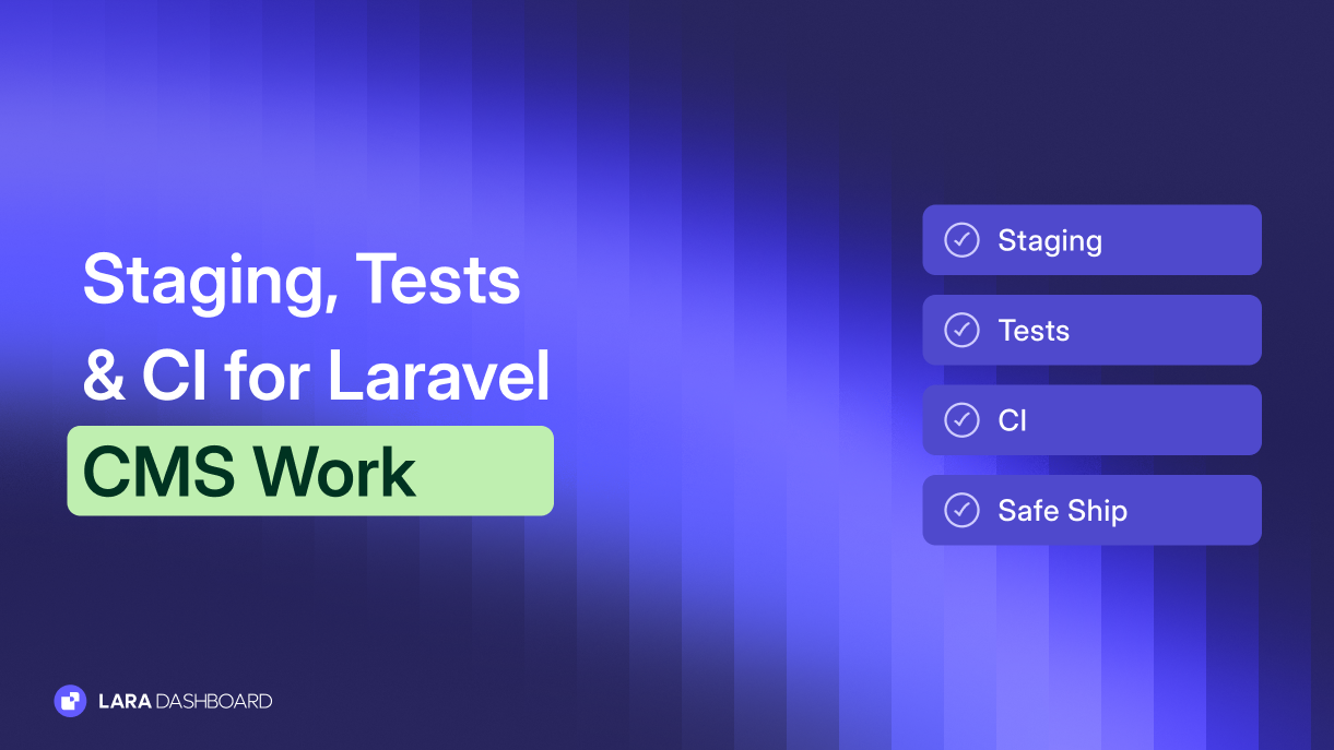 Staging, Tests, and CI for Laravel CMS Work