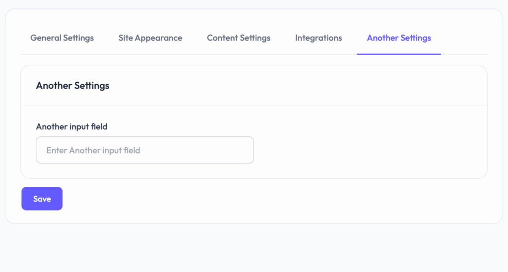 Settings Custom Tab Add Demo